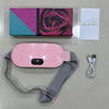 Pink electronic device with gray strap, box, and USB cable on a light gray surface